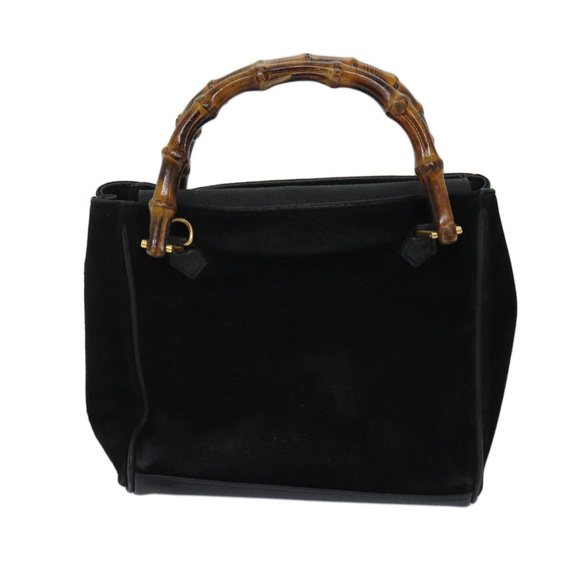 GUCCI Bamboo Hand Bag Suede 2way Black 000 122 0316 Auth 71504 - Picture 2 of 16